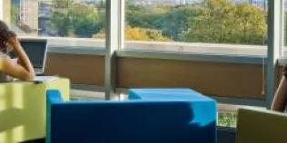 Students studying at a study space