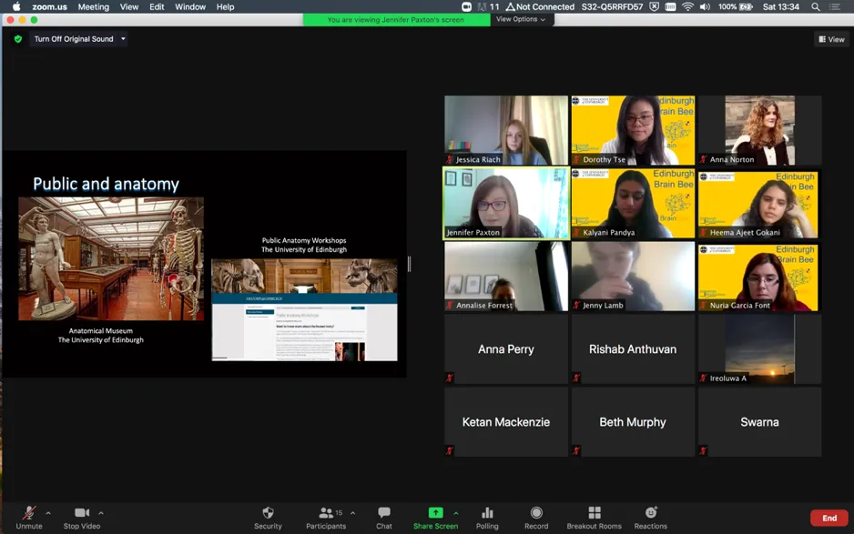 Dr Jennifer Paxton from University of Edinburgh gave a talk to the Edinburgh Brain Bee participants
